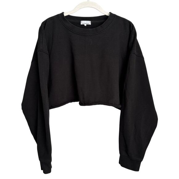 WeWoreWhat Black Cropped Boxy Pullover Sweatshirt Women's Large - Picture 2 of 6